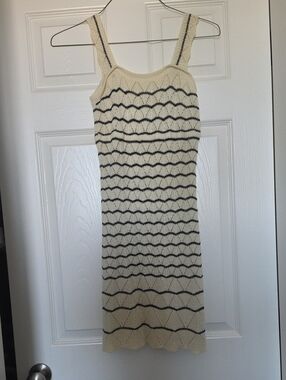 Cream Knit Striped Tank Dress - Women